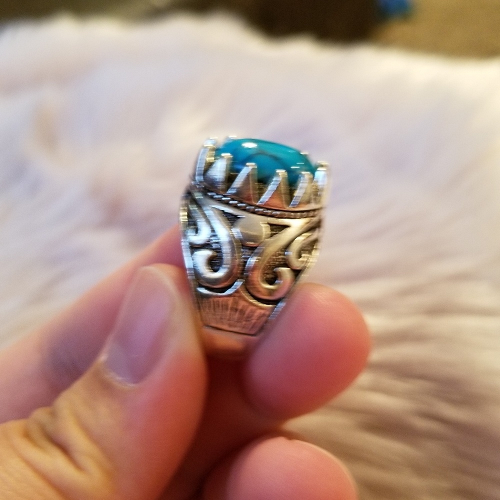 💎 Green resin stone ring - Picture 5 of 6